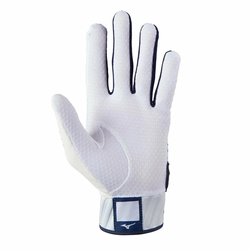 Mizuno Youth MVP Batting Gloves - White/Navy 2 Mizuno Youth MVP Batting Gloves - White/Navy - Image 2