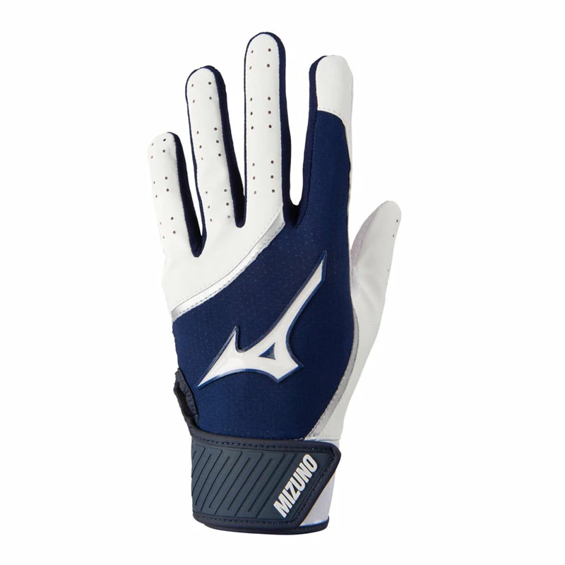 Mizuno MVP Batting Gloves - White/Navy 1 Mizuno MVP Batting Gloves - White/Navy