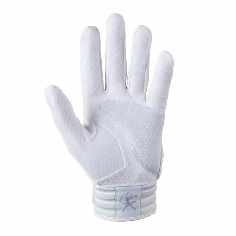 Mizuno Finch Ladies Padded Batting Gloves - White/Gold 2 Mizuno Finch Ladies Padded Batting Gloves - White/Gold - Image 2