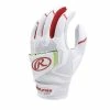 Rawlings Workhorse Pro Fastpitch Batting Gloves - White/Red