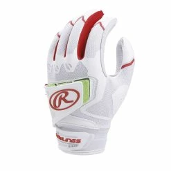 Rawlings Workhorse Pro Fastpitch Batting Gloves - White/Red