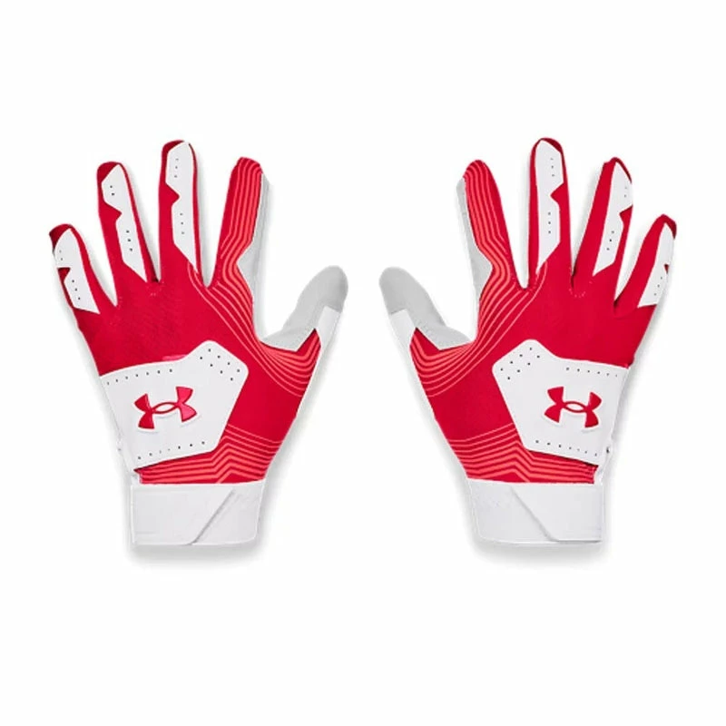 Under Armour Clean Up 21 Youth Batting Gloves - White/Red 1 Under Armour Clean Up 21 Youth Batting Gloves - White/Red
